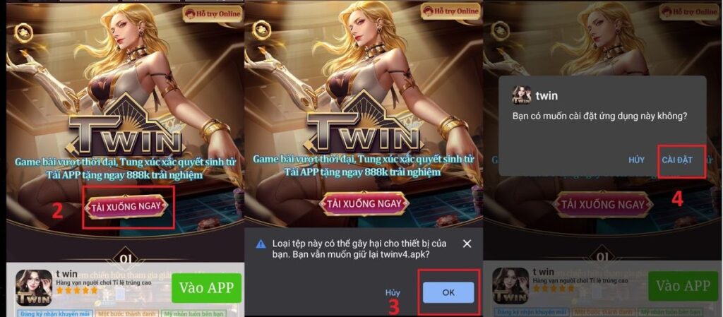 Cài đặt app game twin apk cho android
